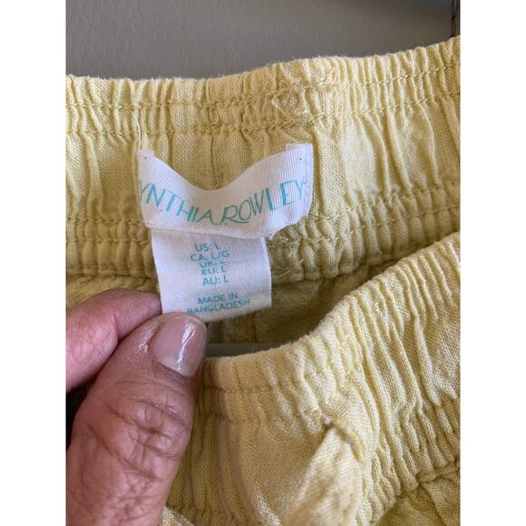 Cynthia Rowley Women's Linen Blend Butter Yellow Wide Leg Pant - Picture 8 of 8